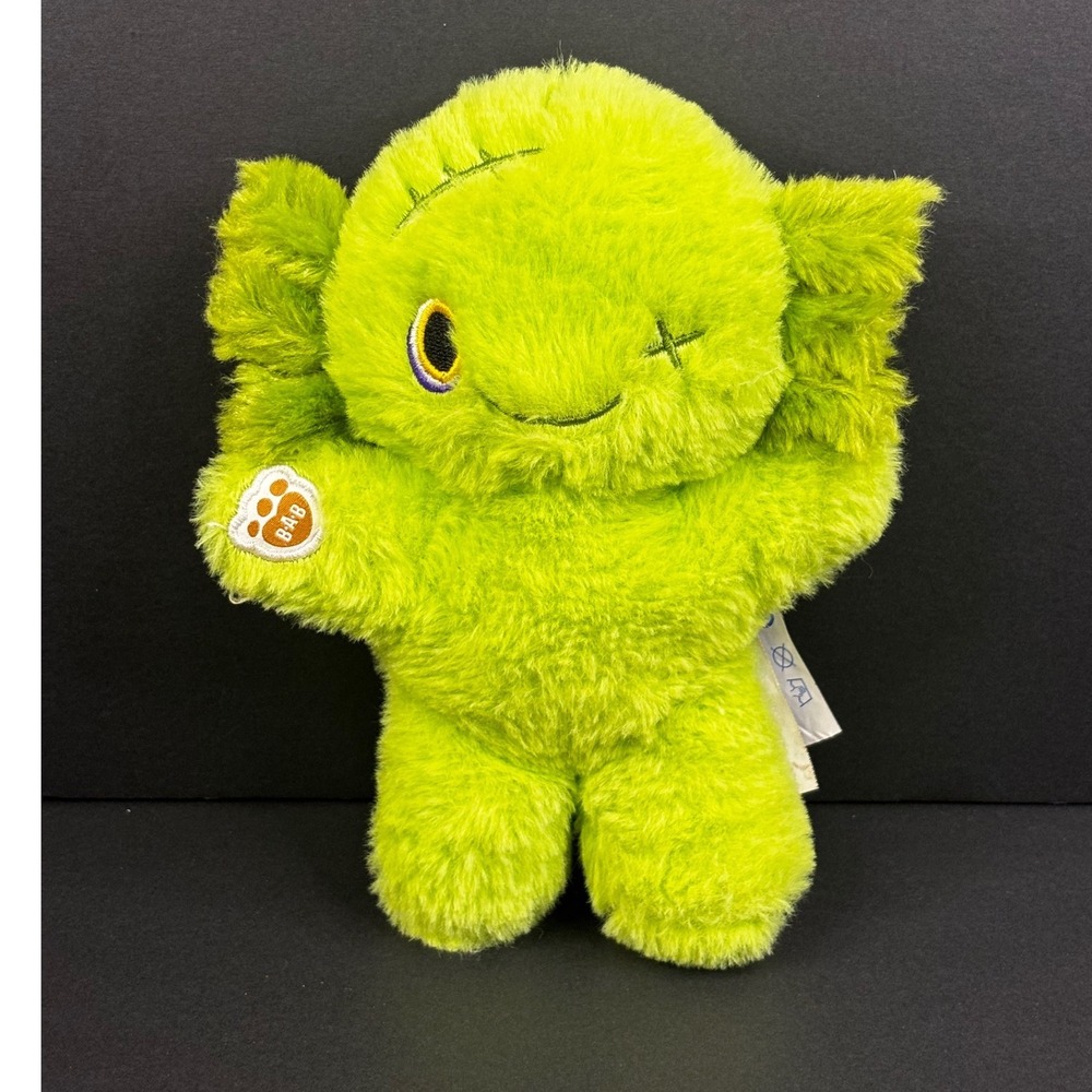 Build-A-Bear Workshop Mini Beans Zombie Frog Lime Green Plush 7 Inch